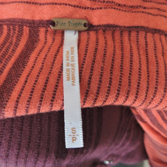 FREE PEOPLE Coral Ombre Baby Blues Tie Shoulder Top Size Small - Picture 5 of 6